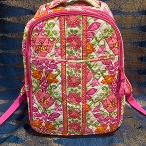 Vera Bradley Lilli Bell Pink and Orange Quilted Backpack